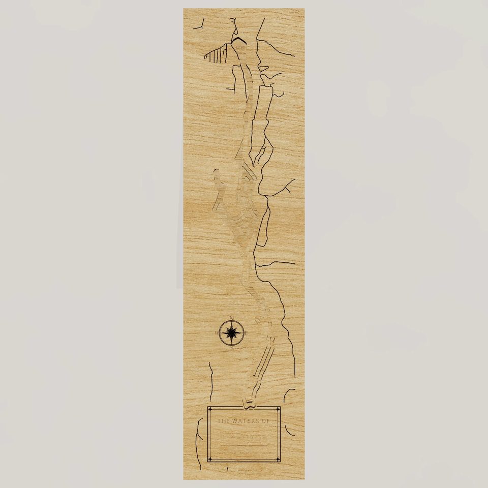 Swinging Bridge Reservoir 3D wood map, front view