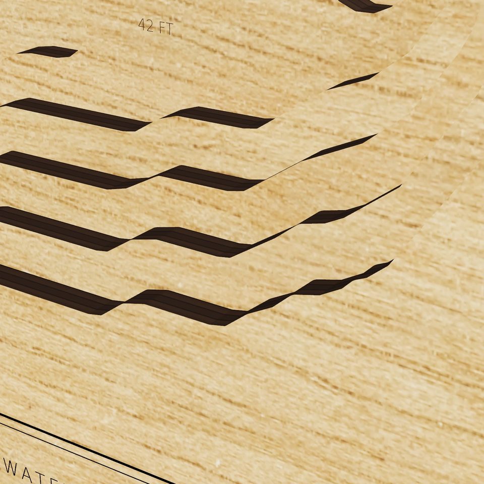 Swofford Pond 3D wood map, detail view
