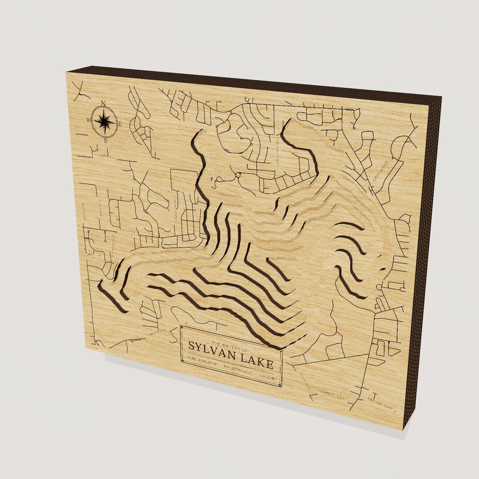 Sylvan Lake 3D wood map, hero view