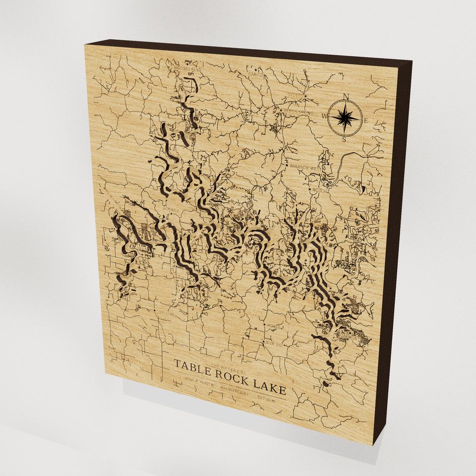 Table Rock Lake 3D wood map, hero view