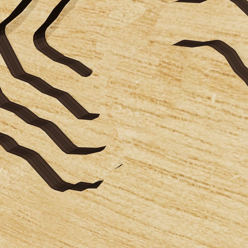 Tainter Lake 3D wood map, detail view