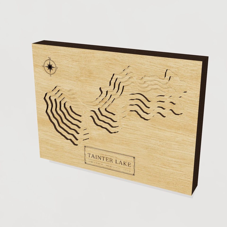 Tainter Lake 3D wood map, hero view