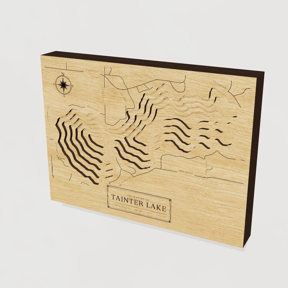 Tainter Lake 3D wood map, hero view