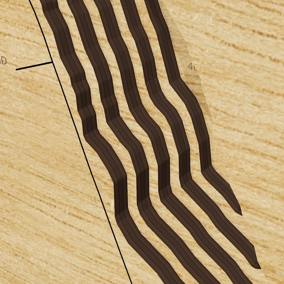 Tamarack Lake 3D wood map, detail view