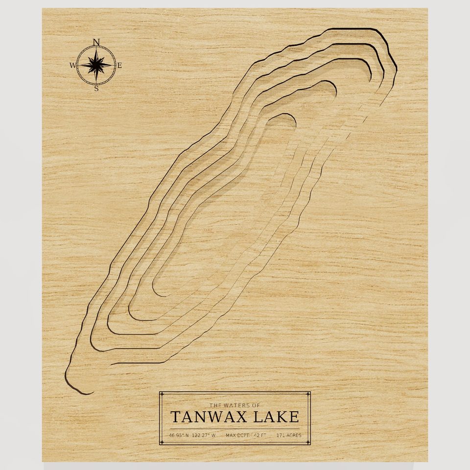 Tanwax Lake 3D wood map, front view