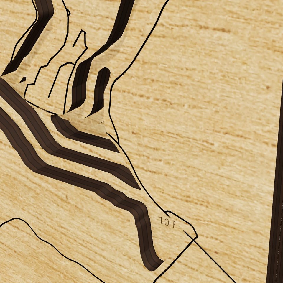 Tappan Lake 3D wood map, detail view