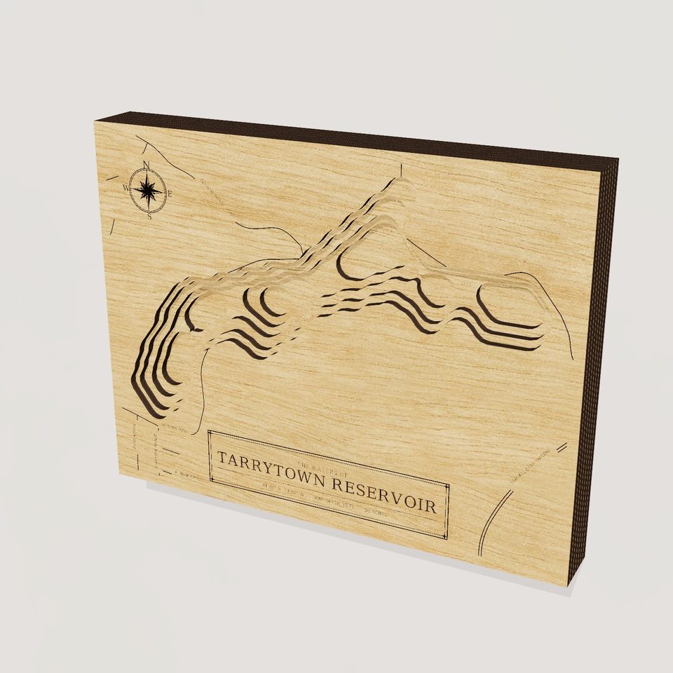 Tarrytown Reservoir 3D wood map, hero view