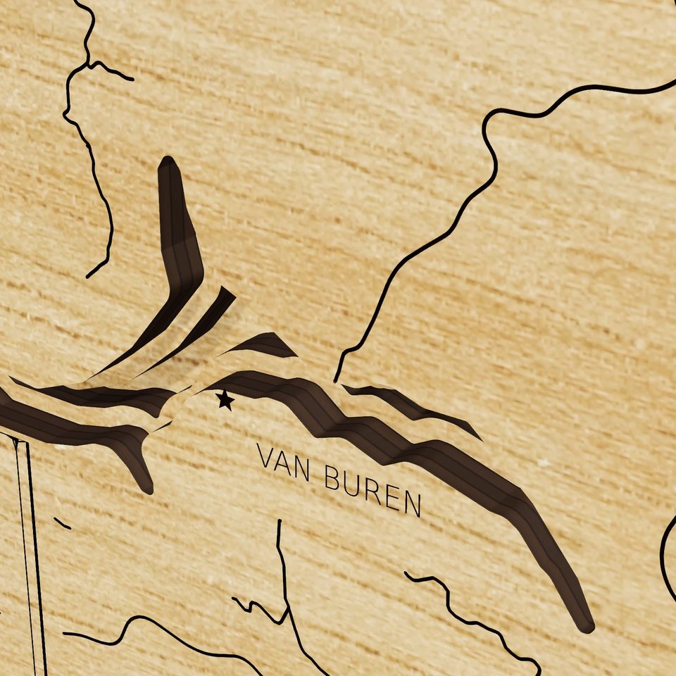 Taylorsville Lake 3D wood map, detail view