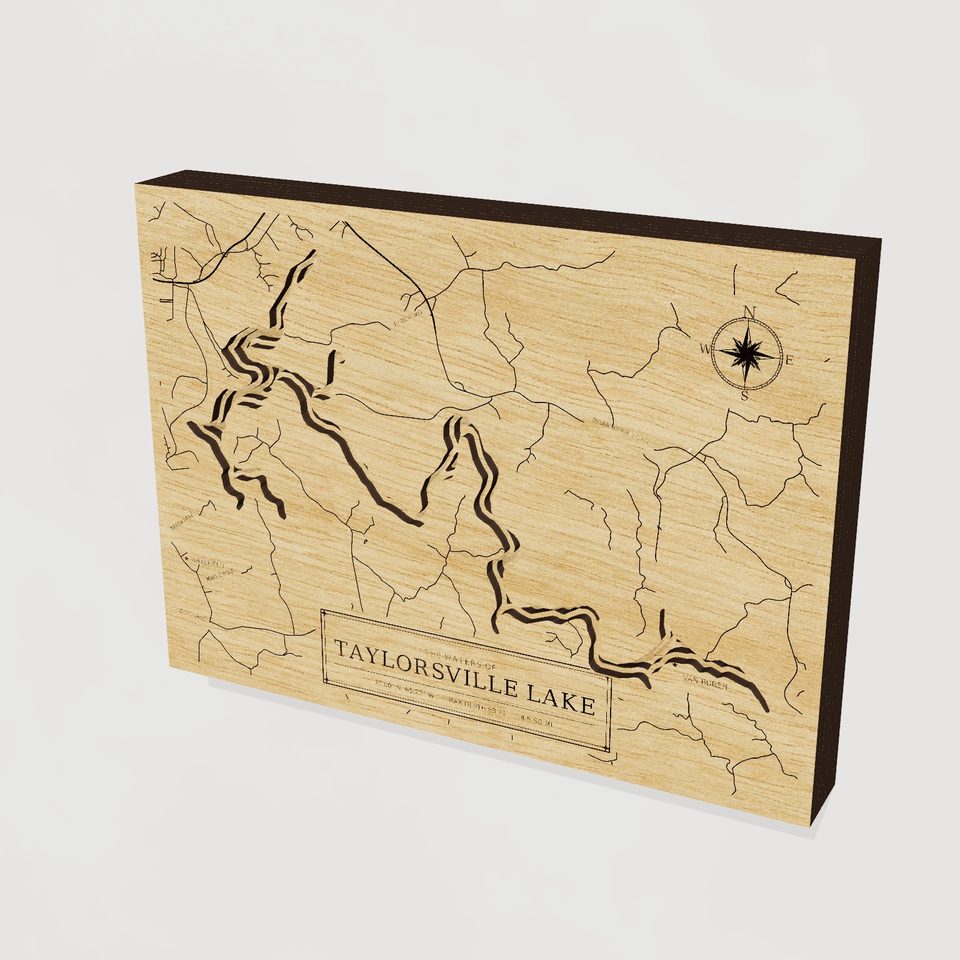 Taylorsville Lake 3D wood map, hero view