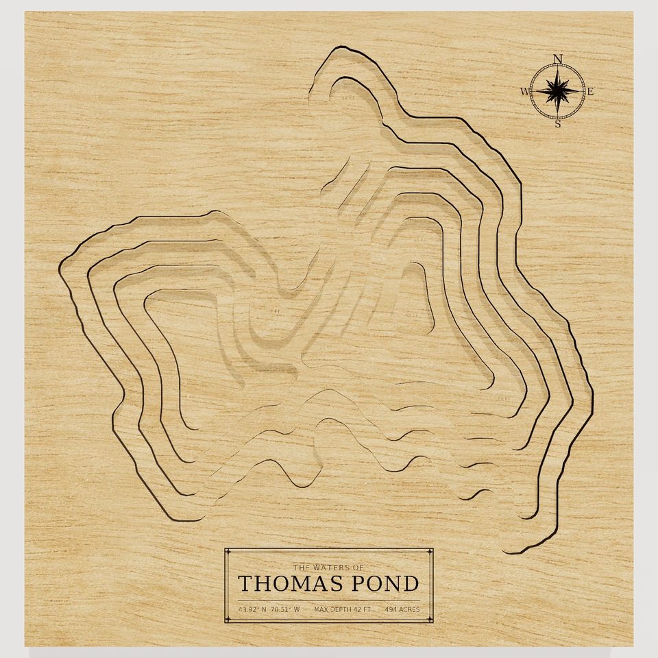 Thomas Pond 3D wood map, front view