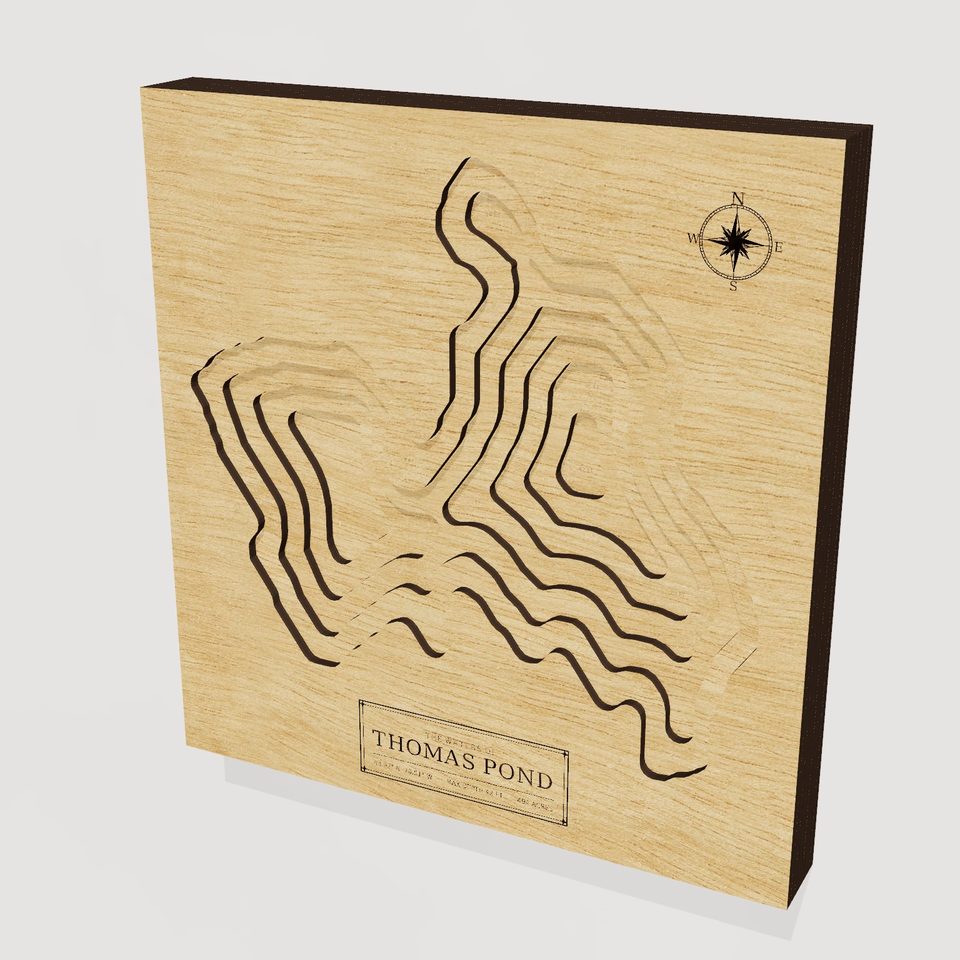 Thomas Pond 3D wood map, hero view
