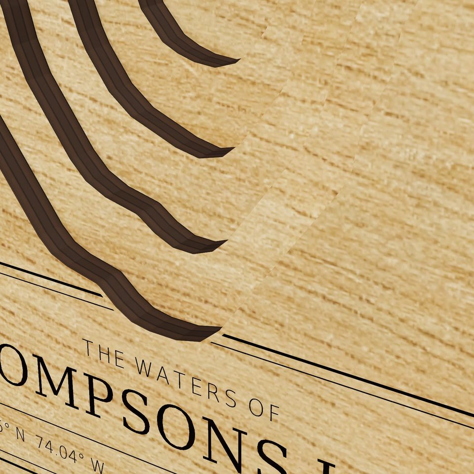 Thompsons Lake 3D wood map, detail view