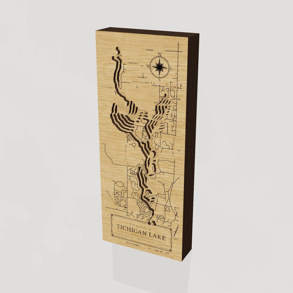 Tichigan Lake 3D wood map, hero view