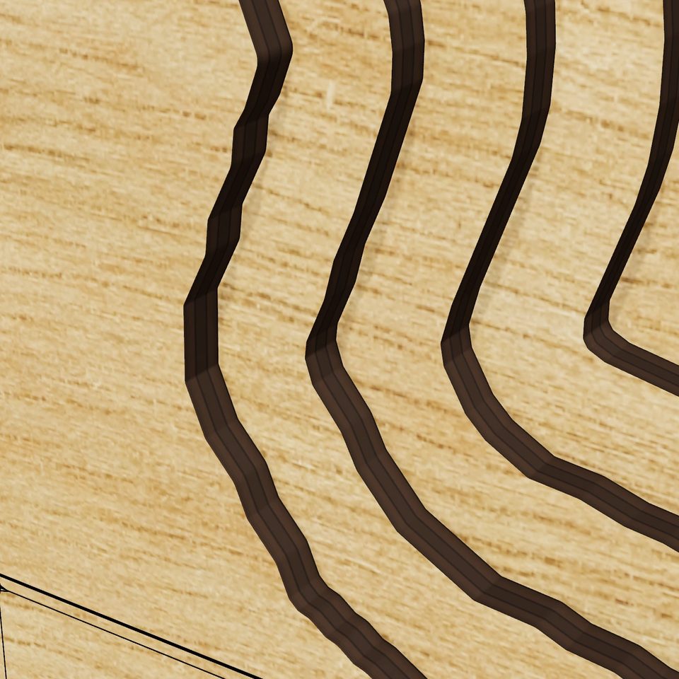 Tiger Lake 3D wood map, detail view