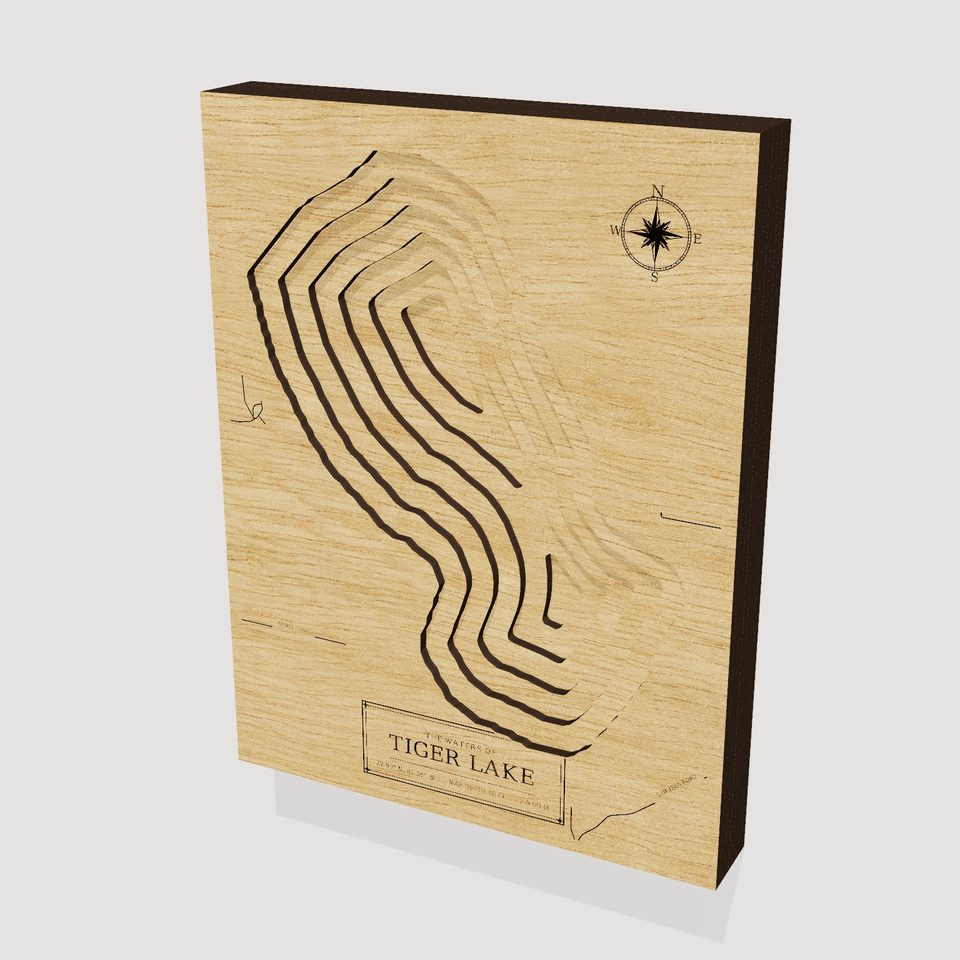 Tiger Lake 3D wood map, hero view