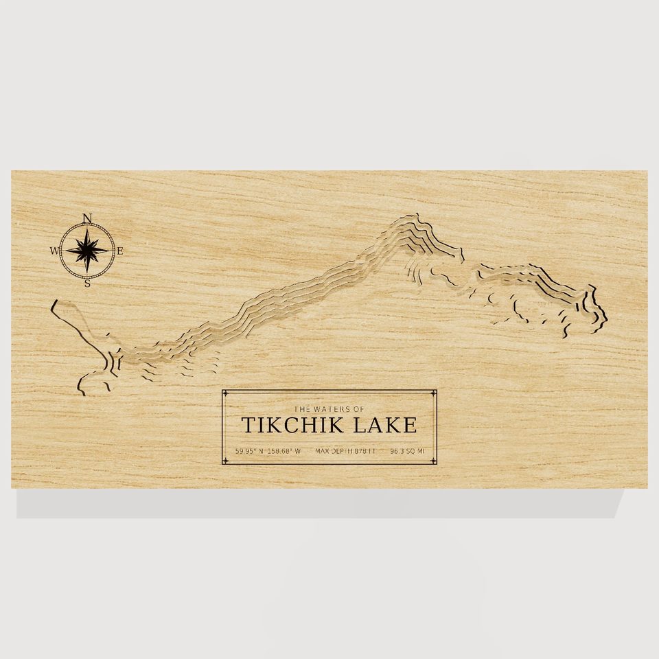 Tikchik Lake 3D wood map, front view