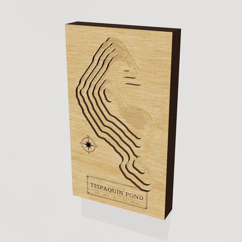 Tispaquin Pond 3D wood map, hero view
