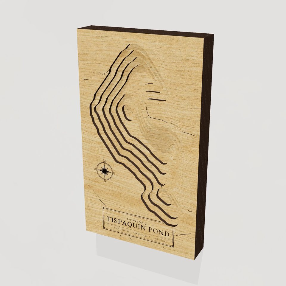 Tispaquin Pond 3D wood map, hero view