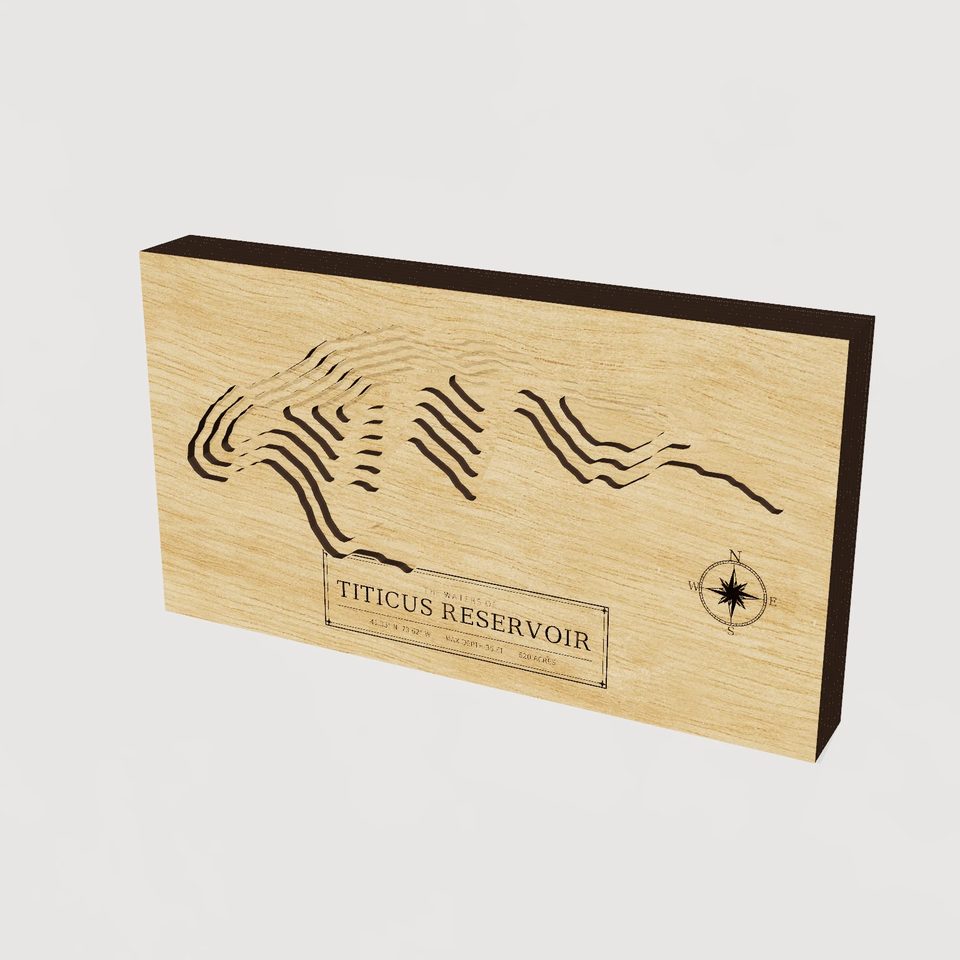 Titicus Reservoir 3D wood map, hero view