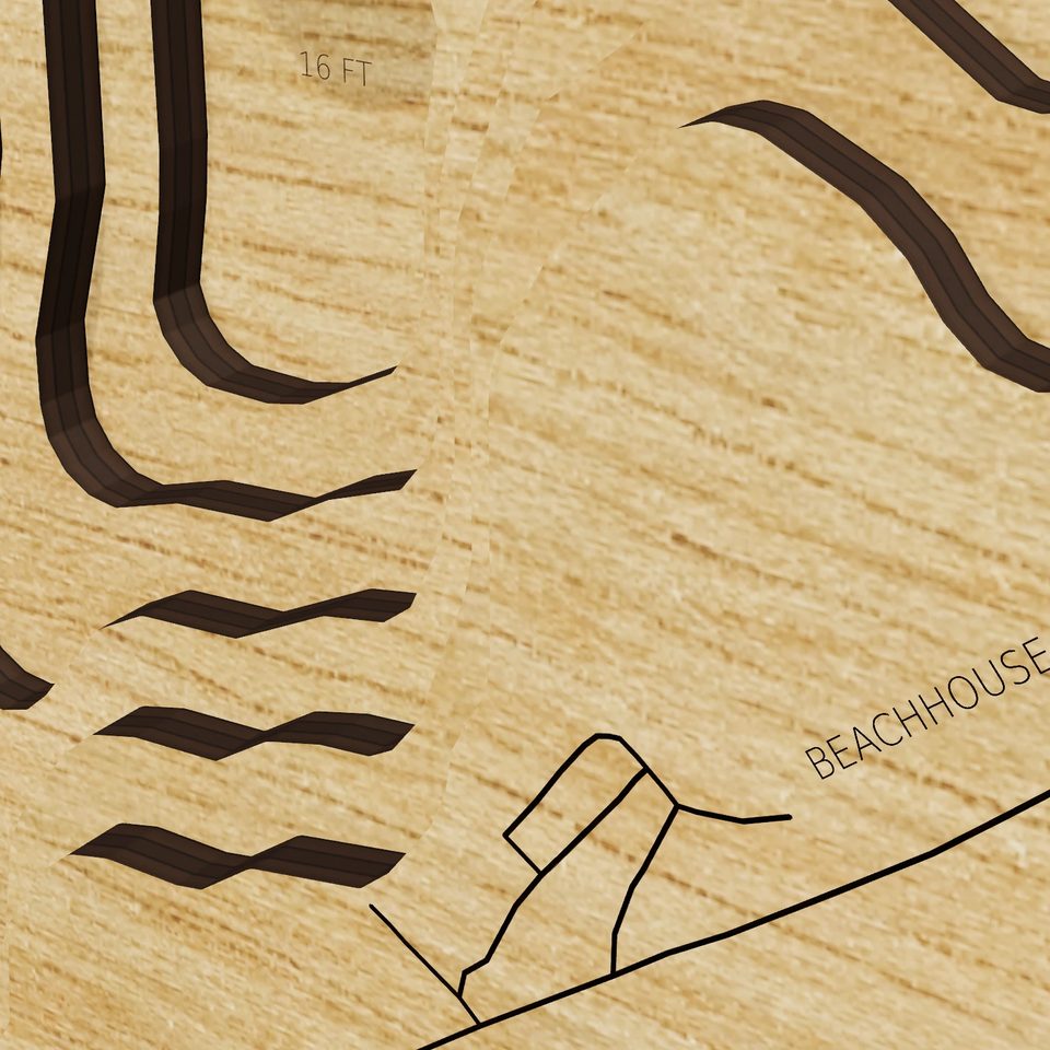 Tobyhanna Lake 3D wood map, detail view