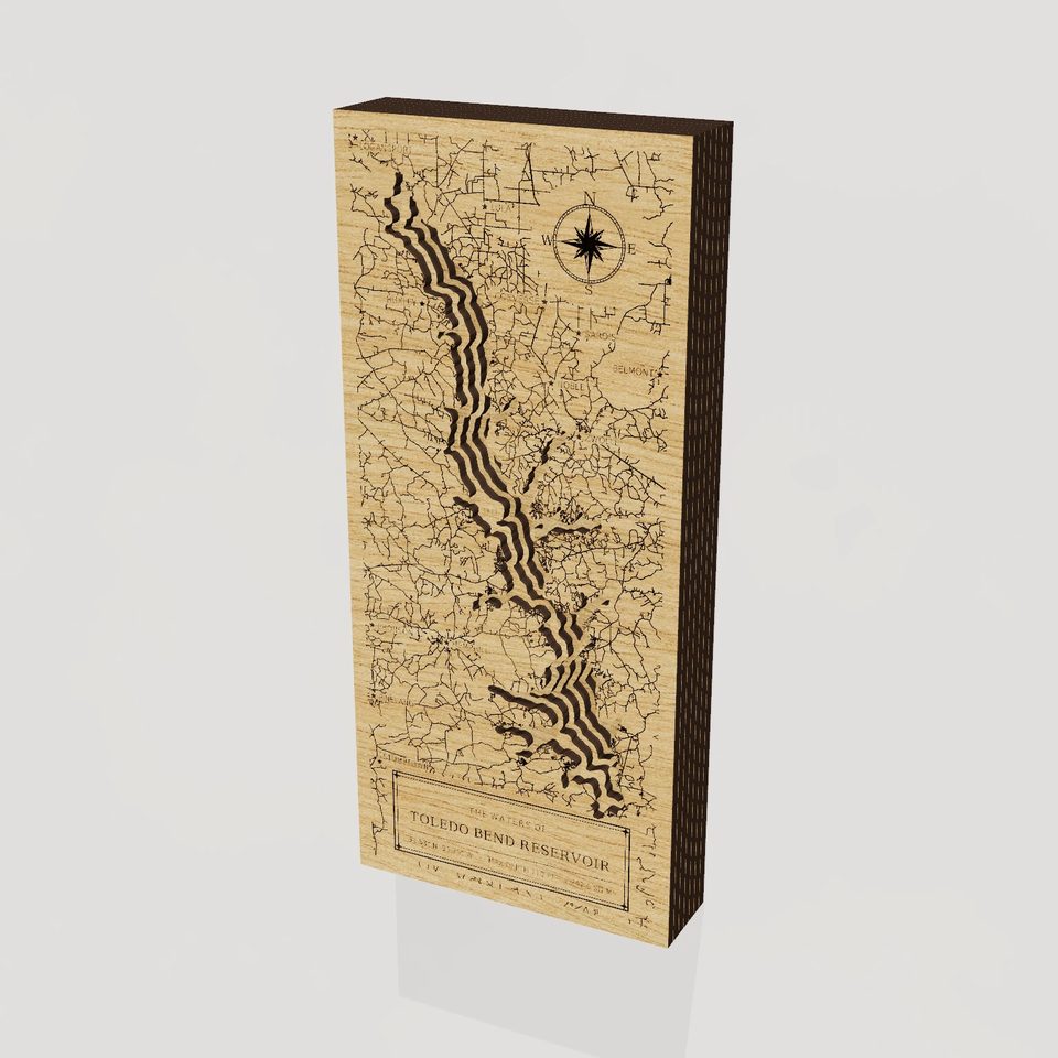 Toledo Bend Reservoir 3D wood map, hero view