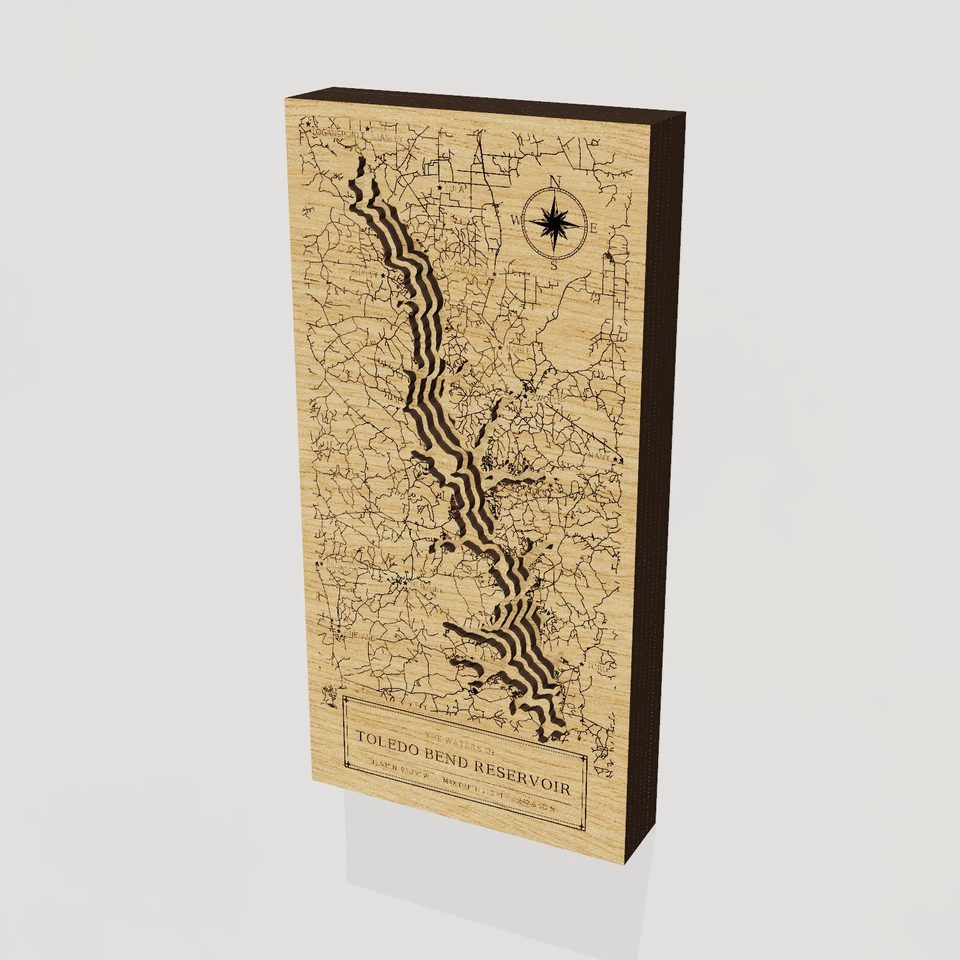 Toledo Bend Reservoir 3D wood map, hero view
