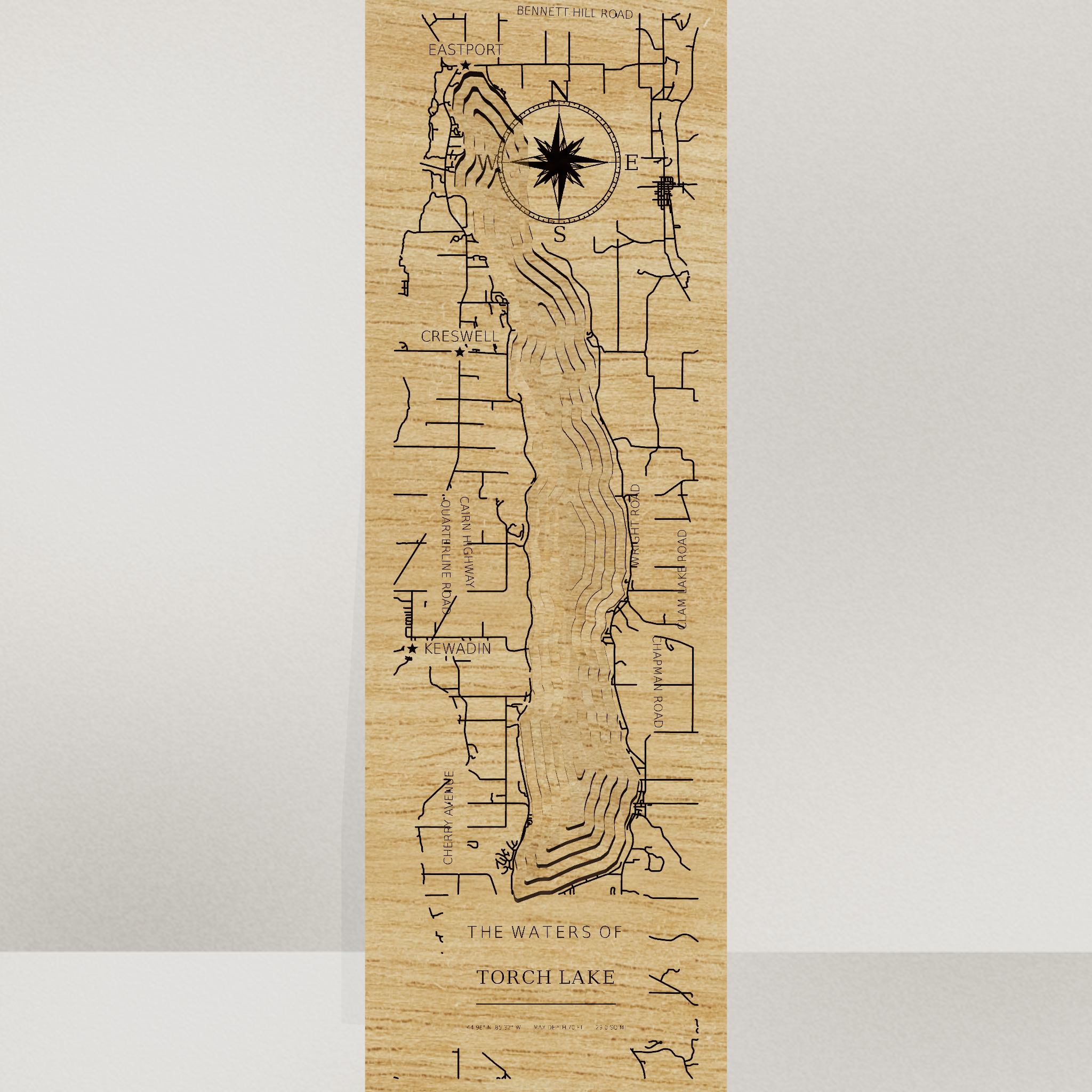 Torch Lake map, front view
