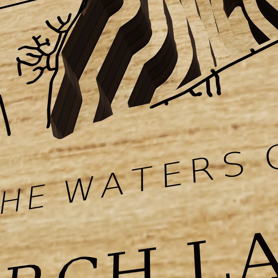 Torch Lake 3D wood map, title view