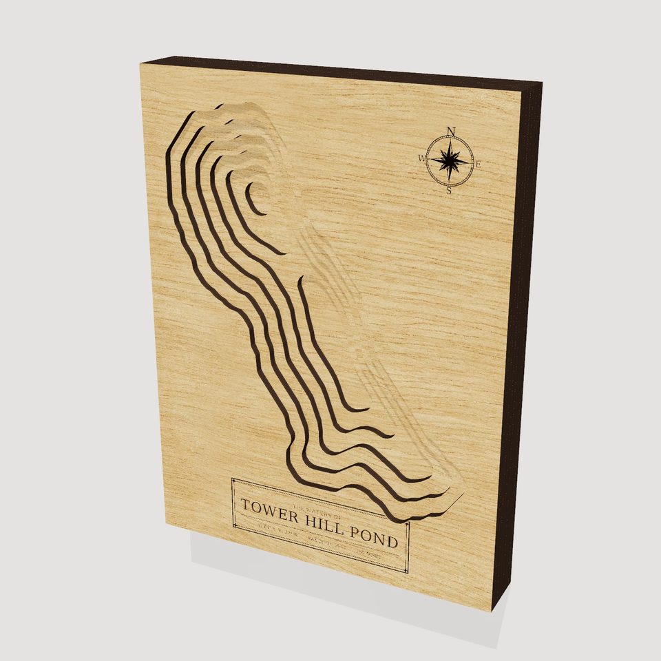Tower Hill Pond 3D wood map, hero view