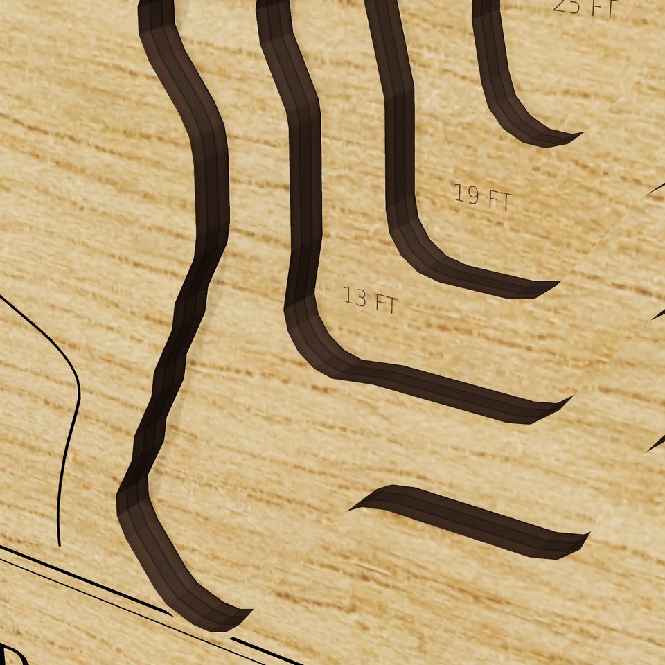 Trap Falls Reservoir 3D wood map, detail view