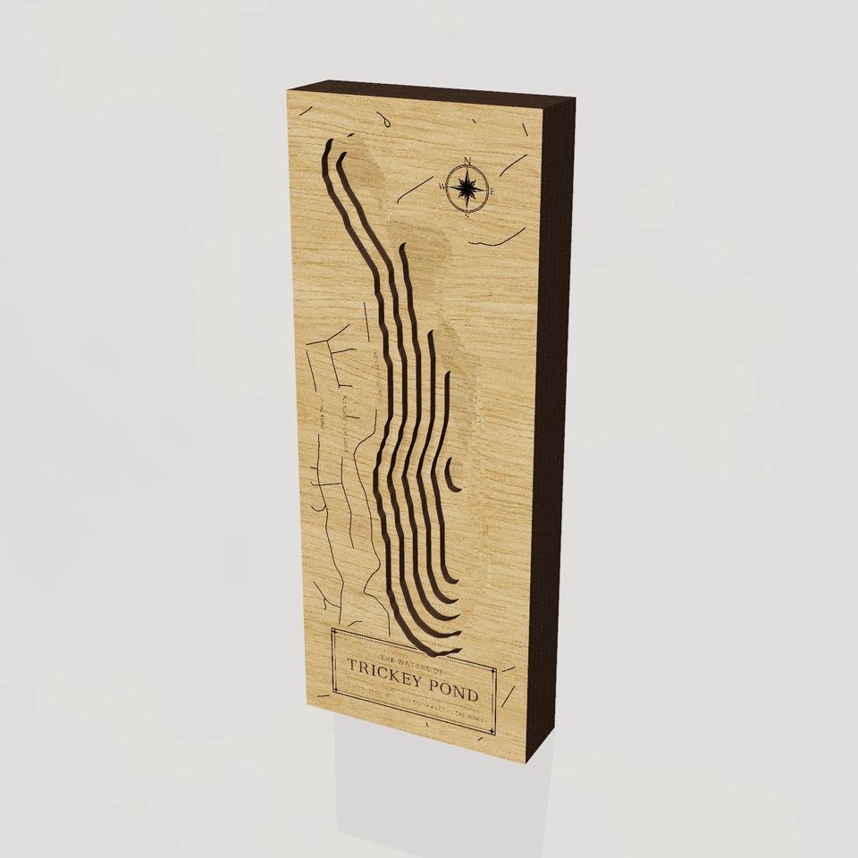 Trickey Pond 3D wood map, hero view