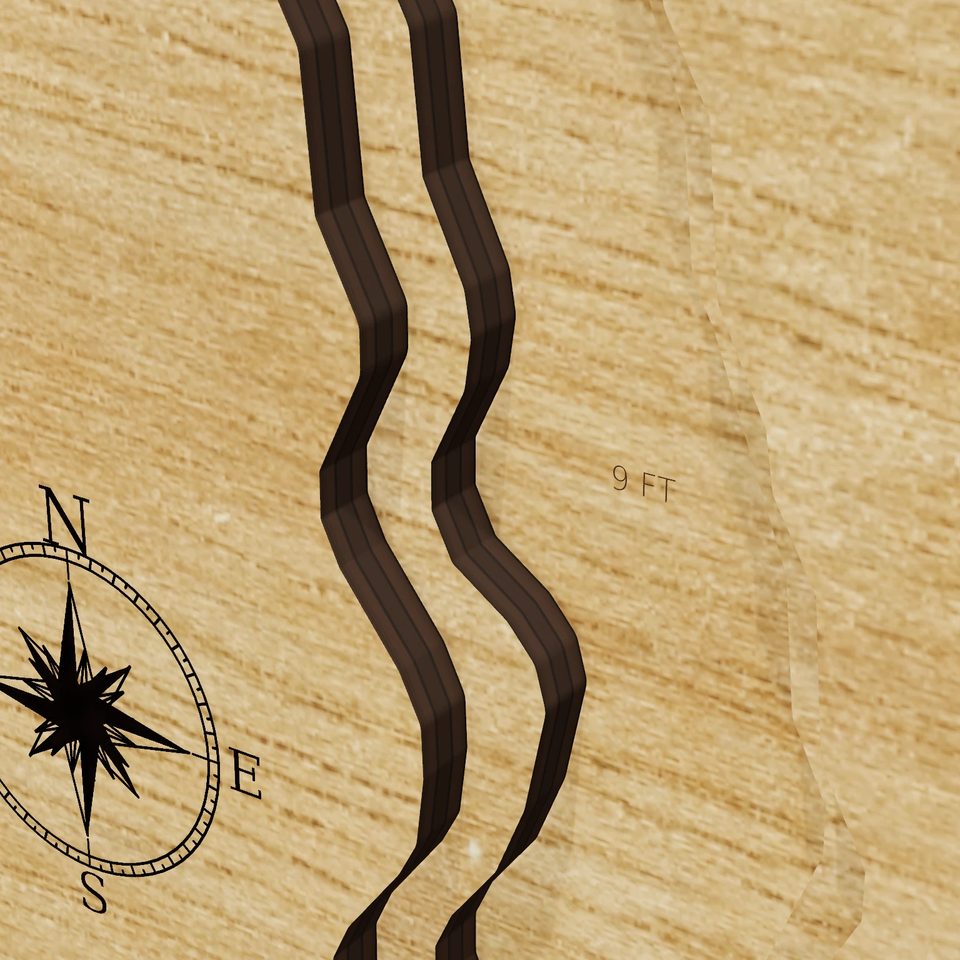 Truesdale Lake 3D wood map, detail view