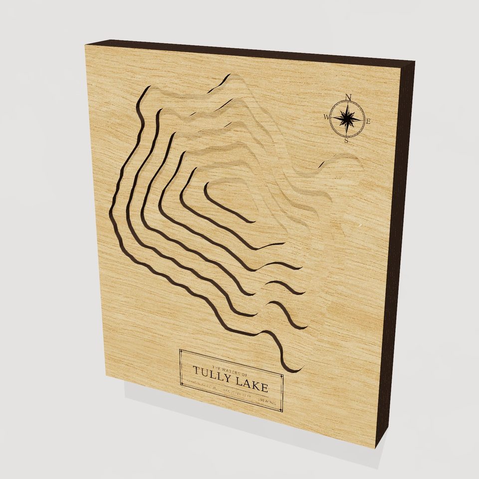 Tully Lake 3D wood map, hero view