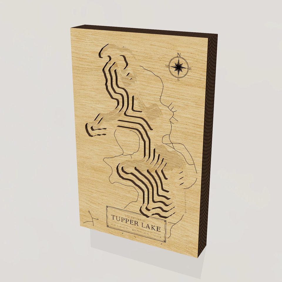 Tupper Lake 3D wood map, hero view