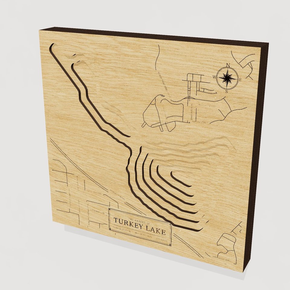 Turkey Lake 3D wood map, hero view