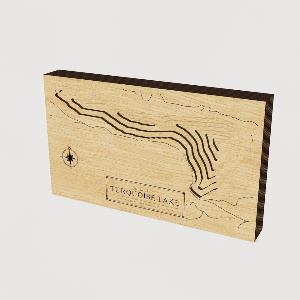 Turquoise Lake 3D wood map, hero view