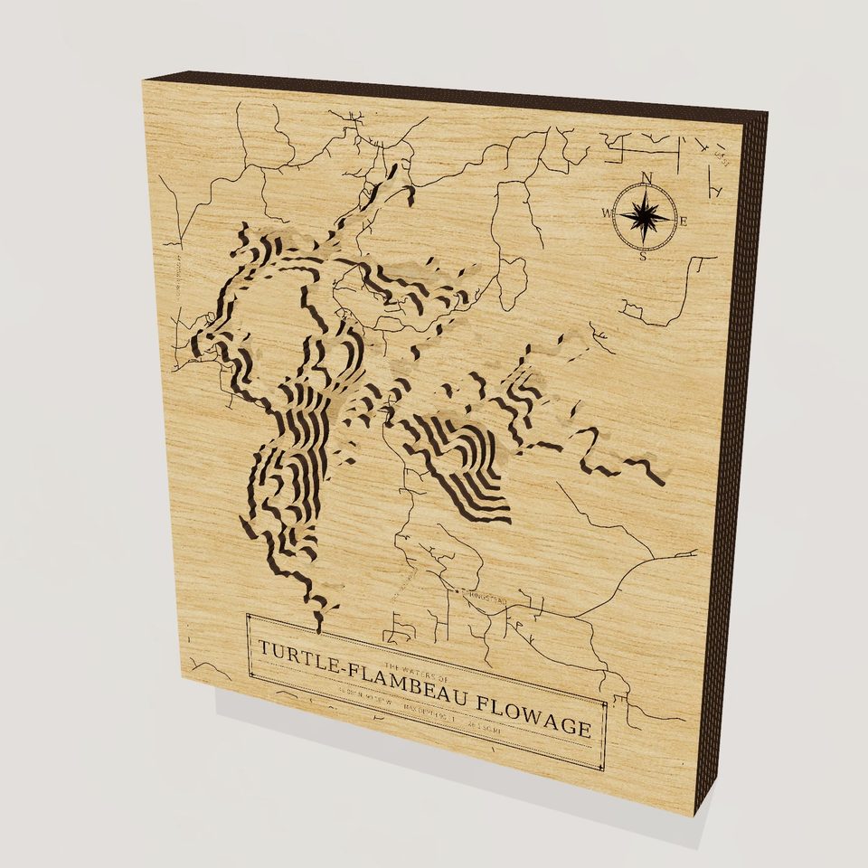 Turtle-Flambeau Flowage 3D wood map, hero view