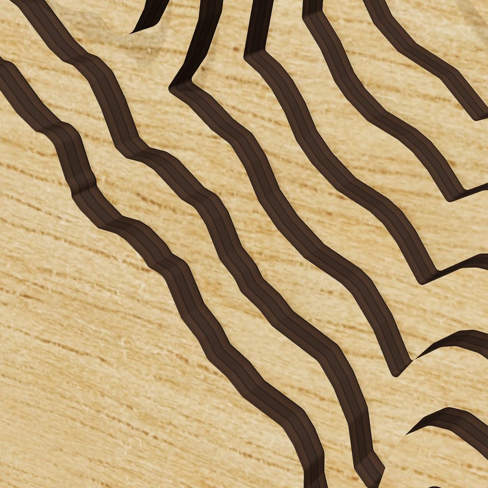Tustumena Lake 3D wood map, detail view