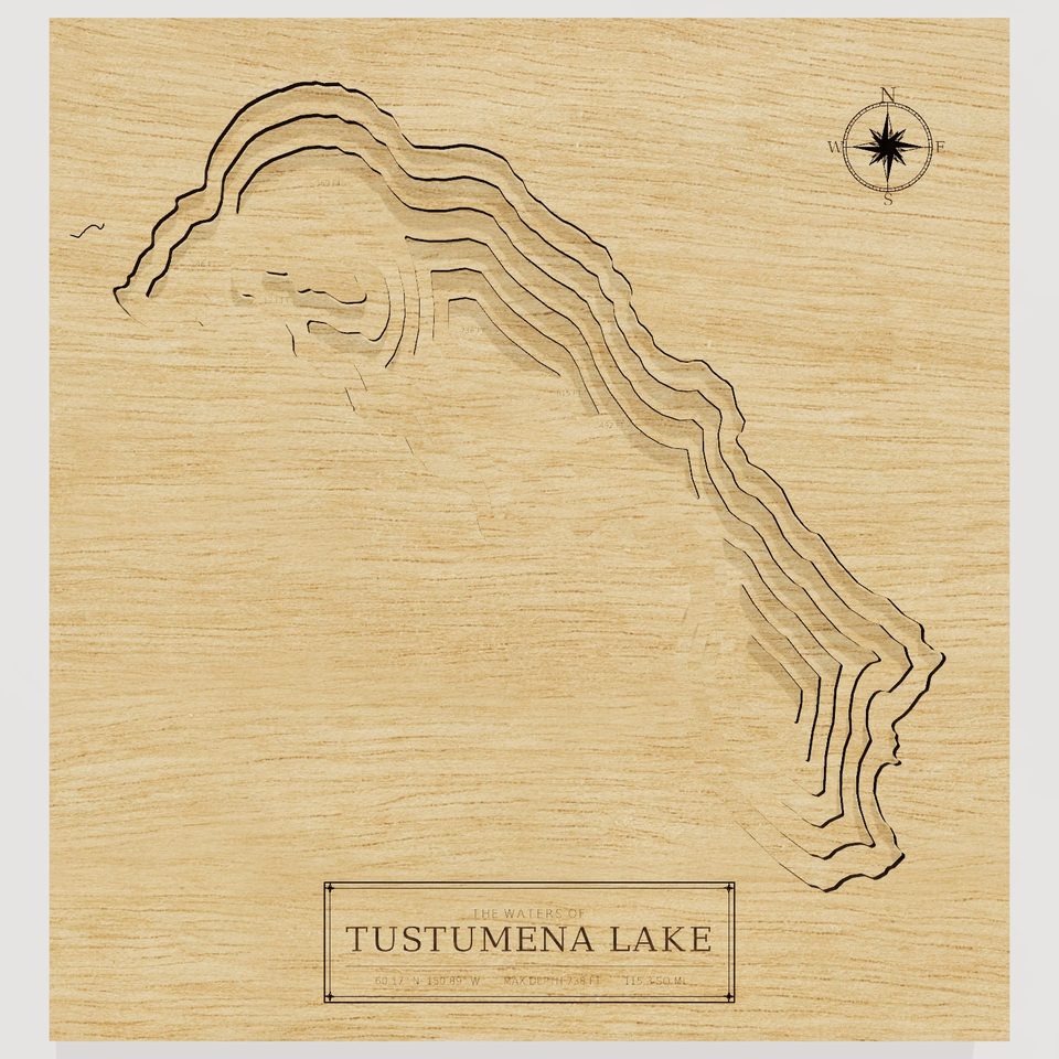 Tustumena Lake 3D wood map, front view