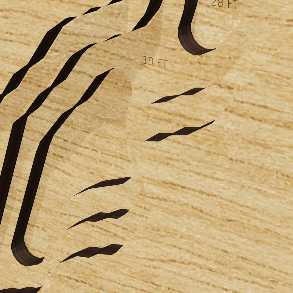 Tuxedo Lake 3D wood map, detail view