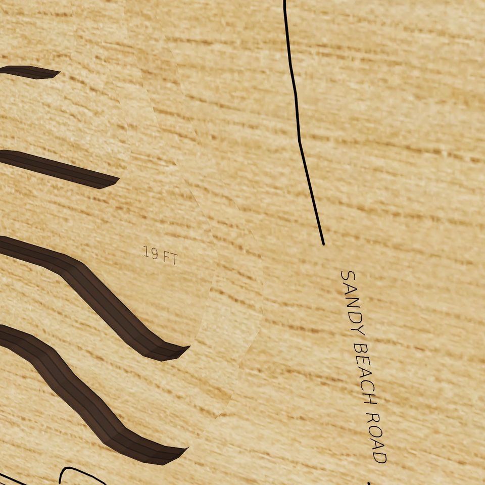 Tyler Lake 3D wood map, detail view