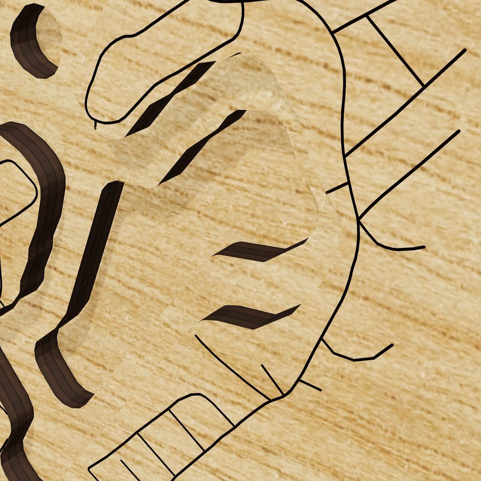 Upper Greenwood Lake 3D wood map, detail view