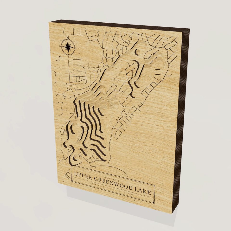 Upper Greenwood Lake 3D wood map, hero view