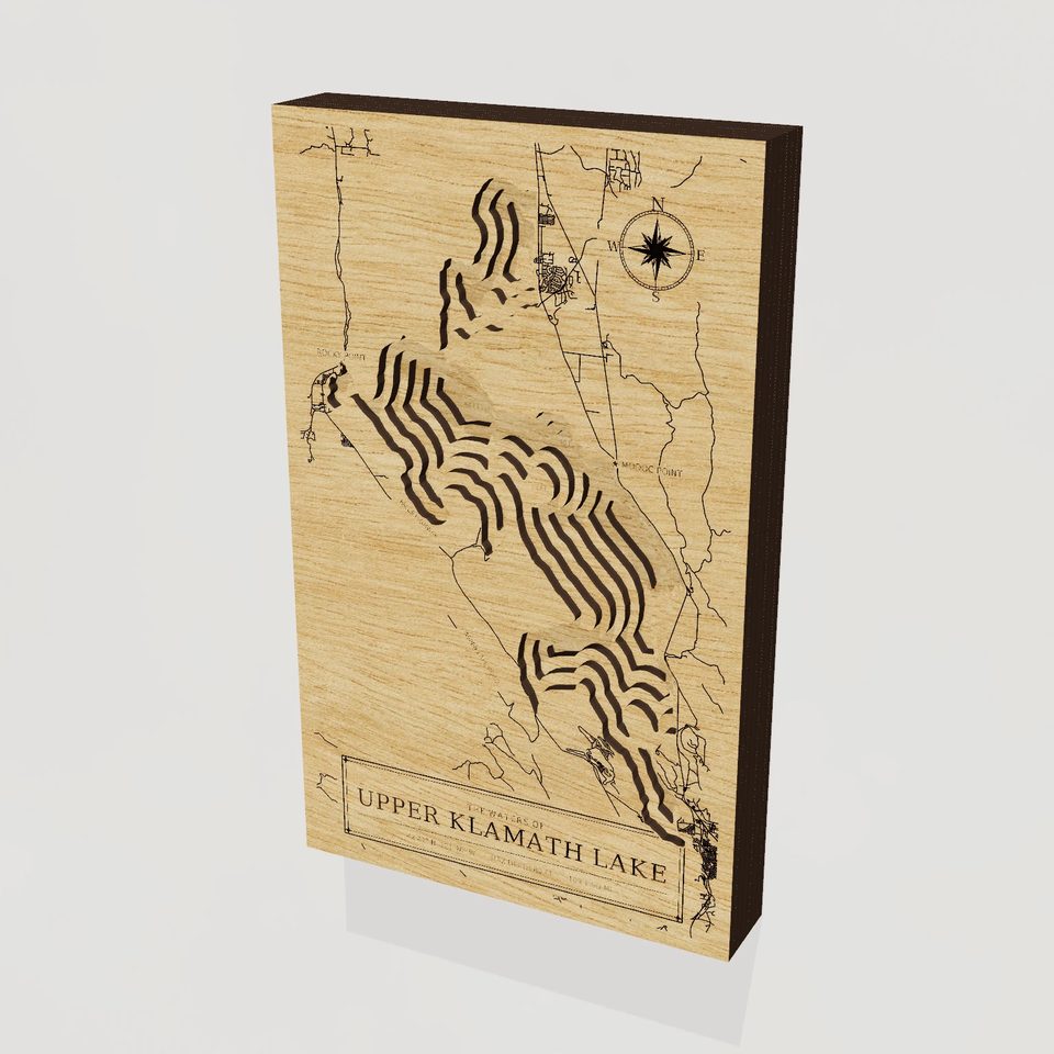 Upper Klamath Lake 3D wood map, hero view