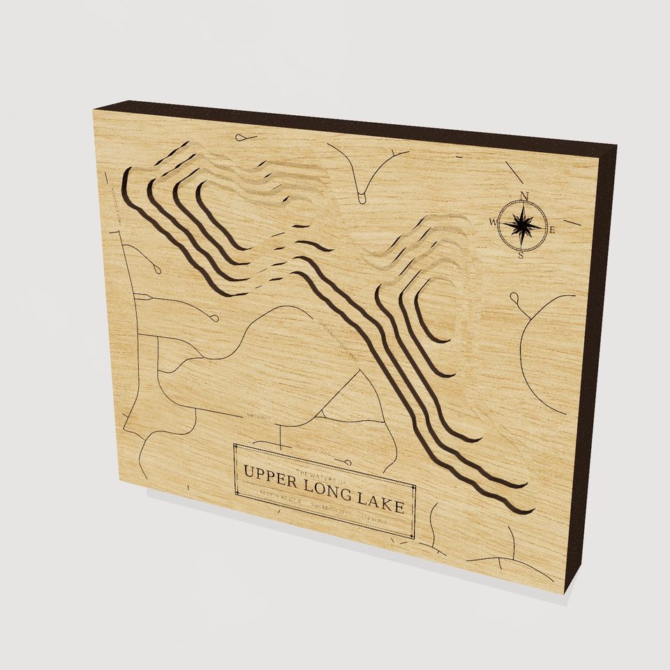 Upper Long Lake 3D wood map, hero view