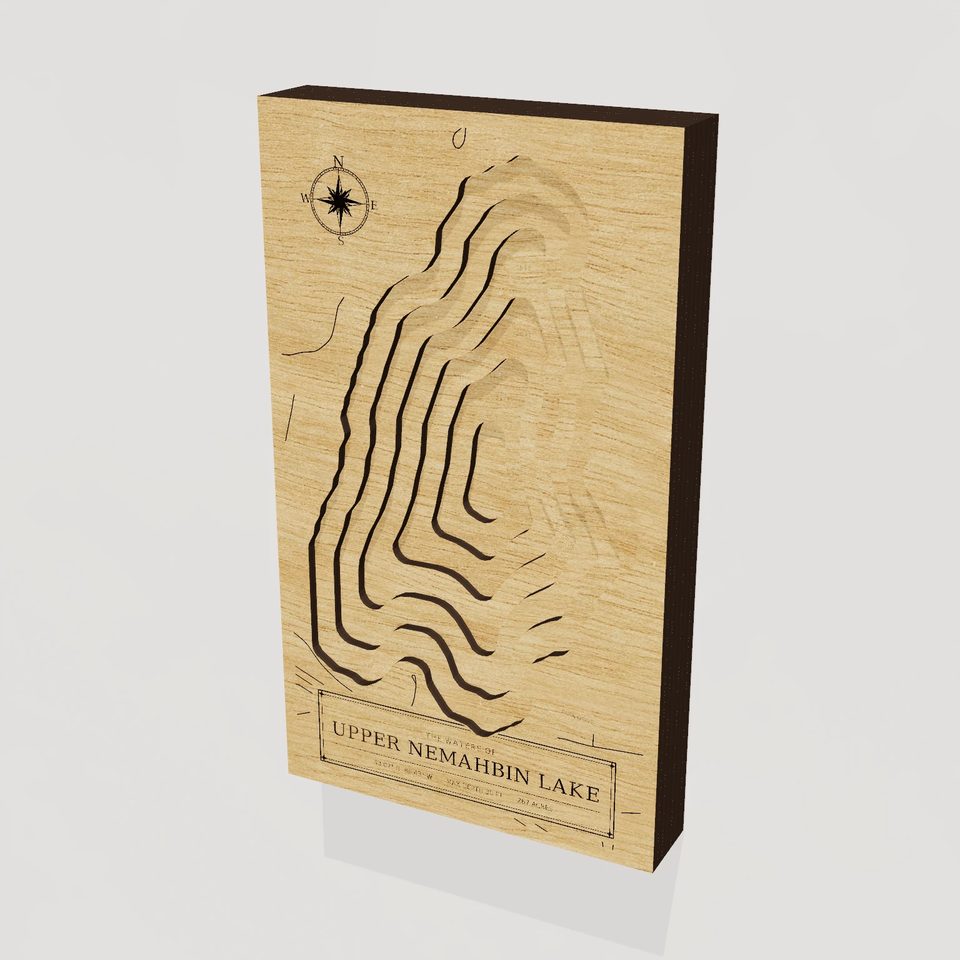 Upper Nemahbin Lake 3D wood map, hero view