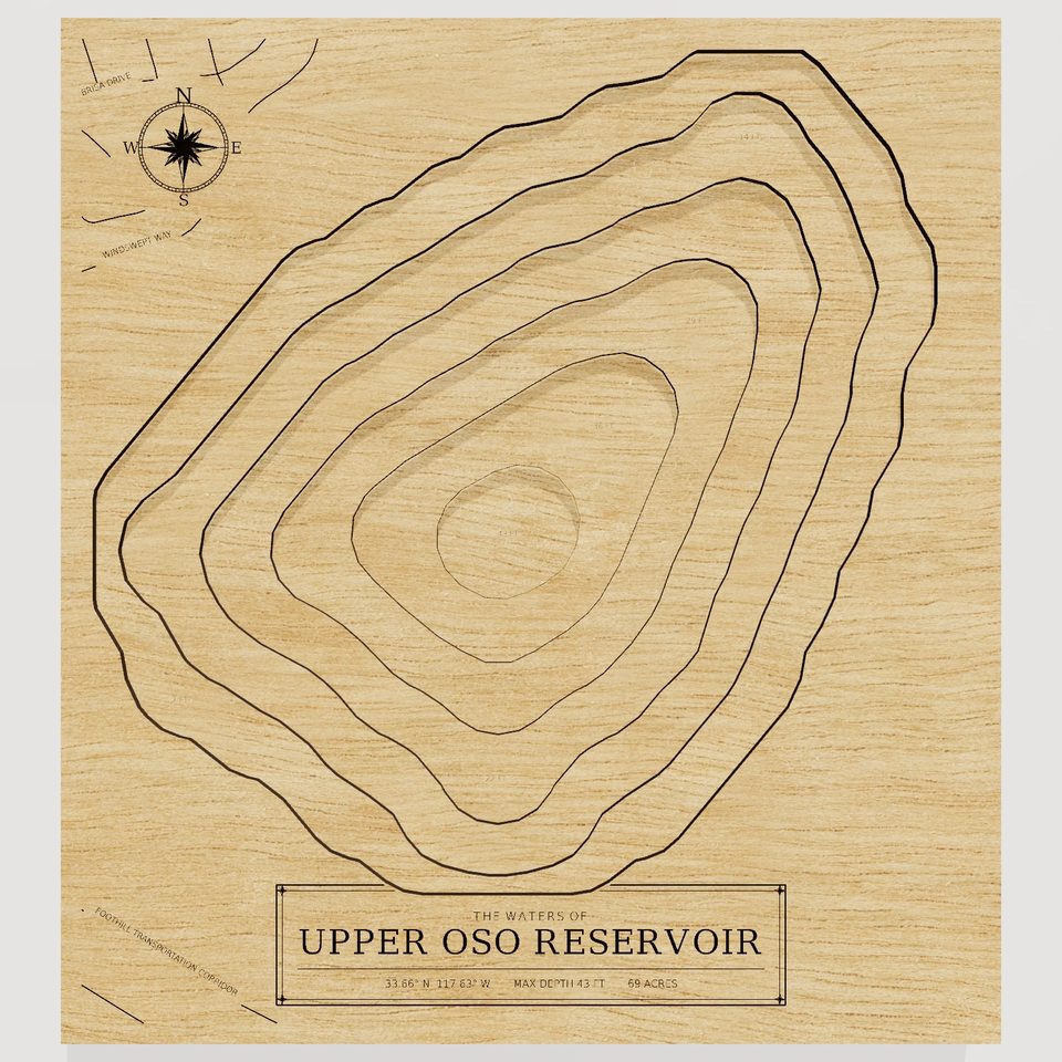 Upper Oso Reservoir 3D wood map, front view