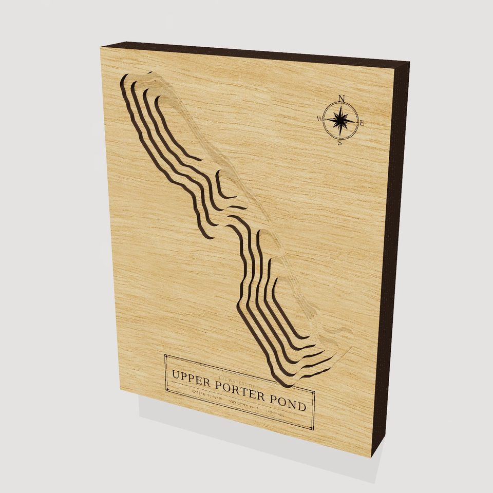 Upper Porter Pond 3D wood map, hero view