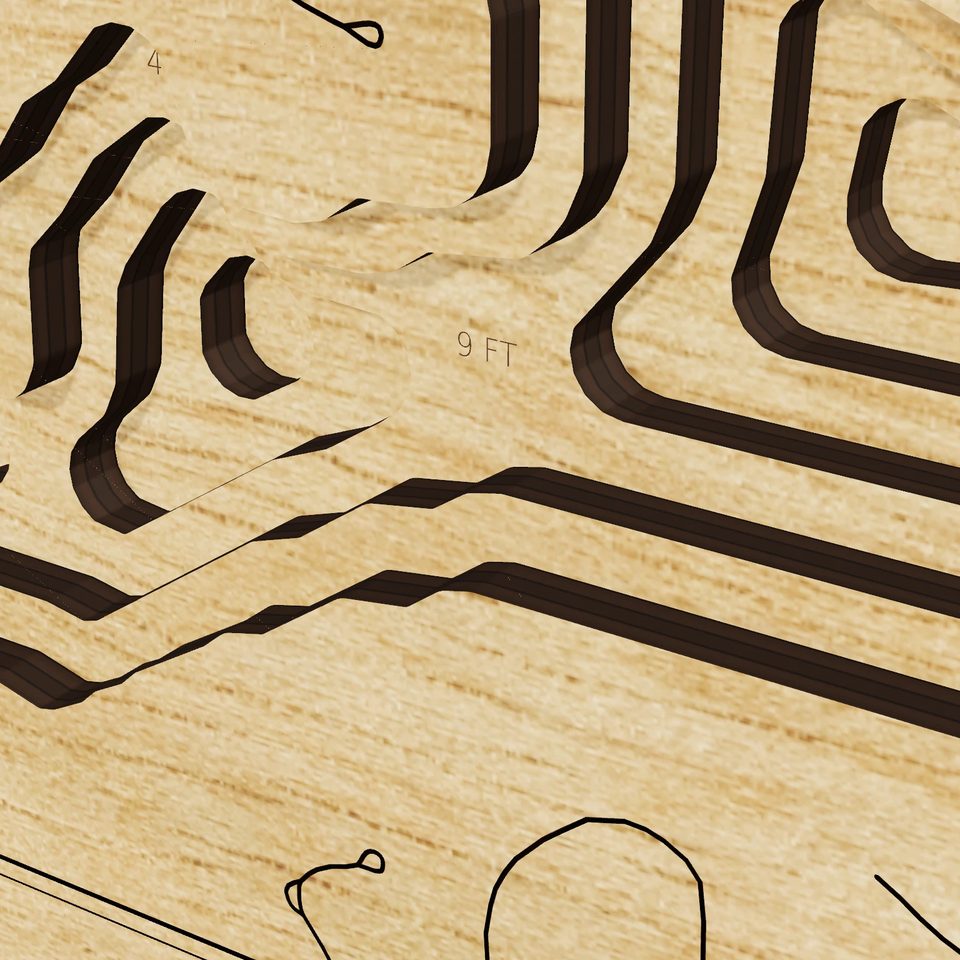 Upper Straits Lake 3D wood map, detail view