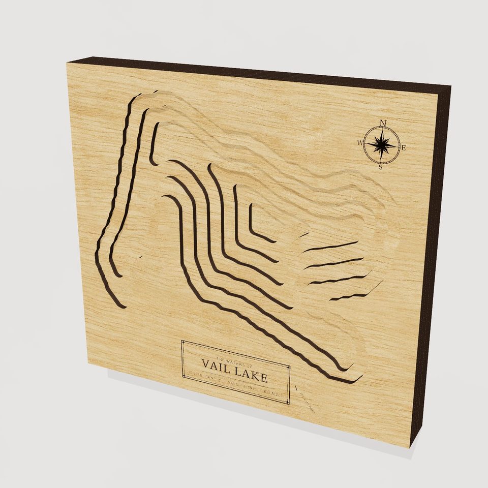 Vail Lake 3D wood map, hero view